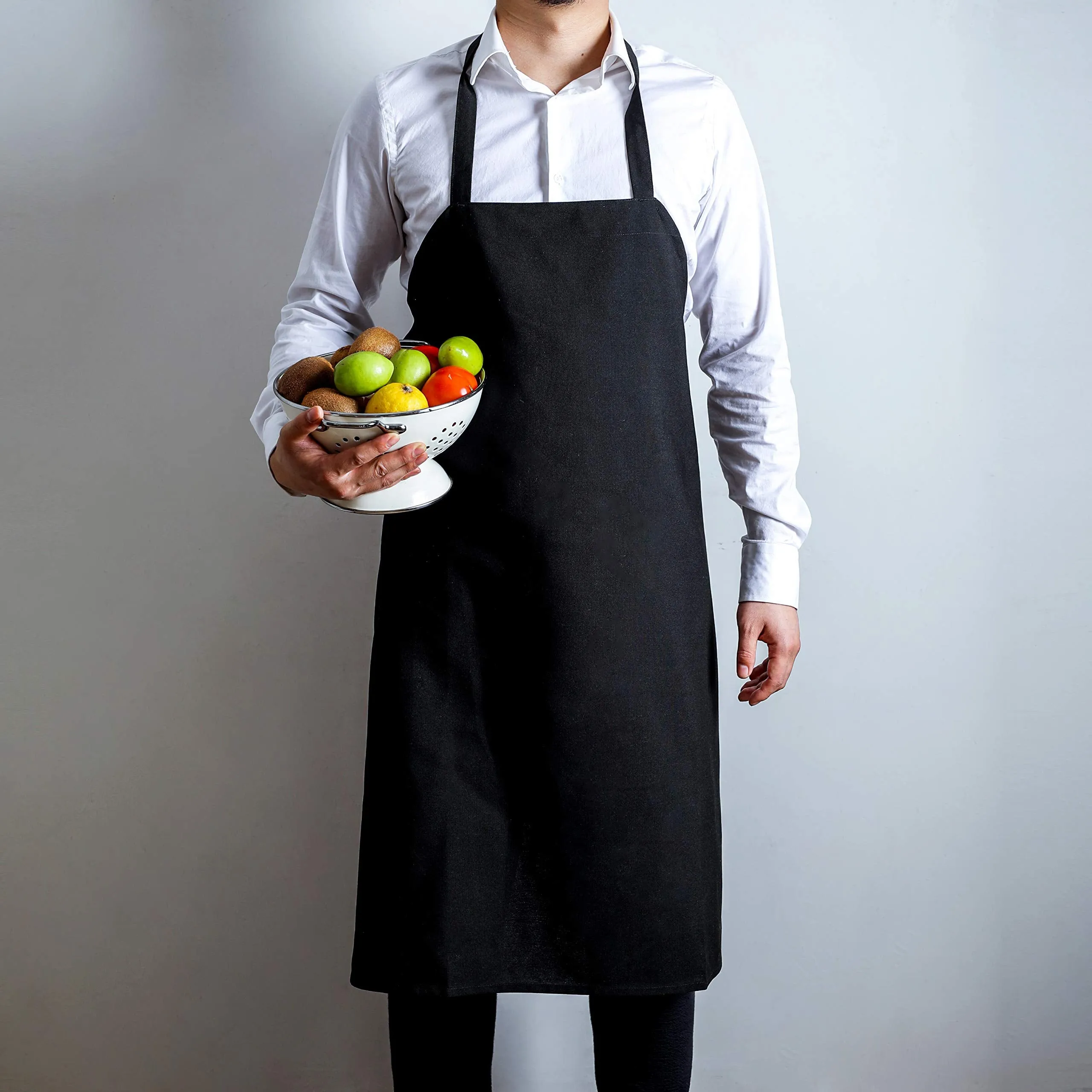 30"X34" Kitchen Bib Aprons 12 Pack(White 6pcs/Black 6pcs) Professional Aprons