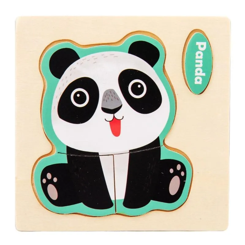 3D Wooden Puzzle Jigsaw Toys For Children Wood 3d Cartoon Animal Puzzles Intelligence Kids Early Educational Toys