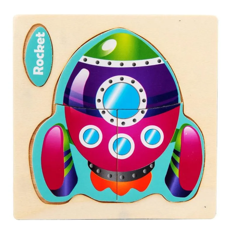 3D Wooden Puzzle Jigsaw Toys For Children Wood 3d Cartoon Animal Puzzles Intelligence Kids Early Educational Toys