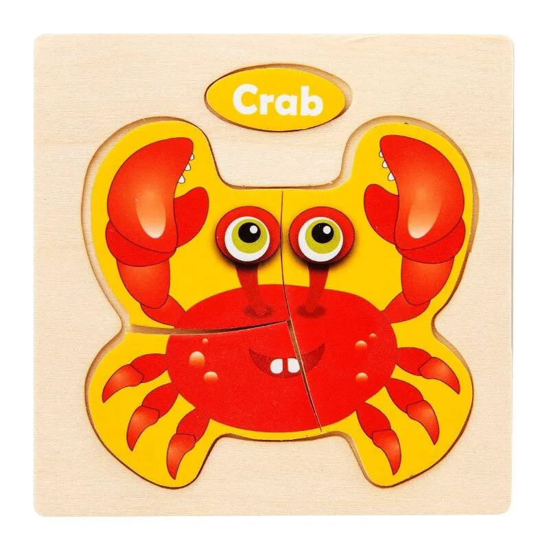3D Wooden Puzzle Jigsaw Toys For Children Wood 3d Cartoon Animal Puzzles Intelligence Kids Early Educational Toys