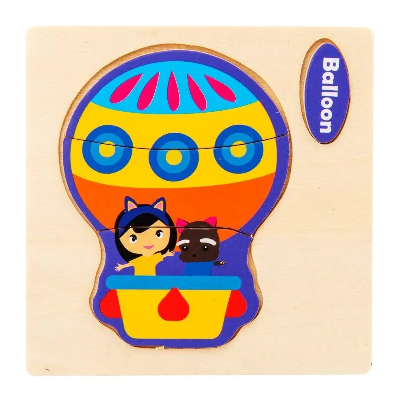 3D Wooden Puzzle Jigsaw Toys For Children Wood 3d Cartoon Animal Puzzles Intelligence Kids Early Educational Toys