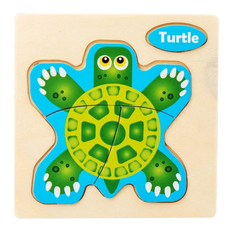 3D Wooden Puzzle Jigsaw Toys For Children Wood 3d Cartoon Animal Puzzles Intelligence Kids Early Educational Toys