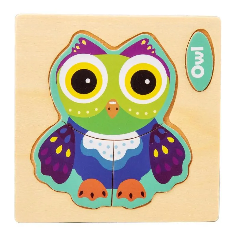 3D Wooden Puzzle Jigsaw Toys For Children Wood 3d Cartoon Animal Puzzles Intelligence Kids Early Educational Toys