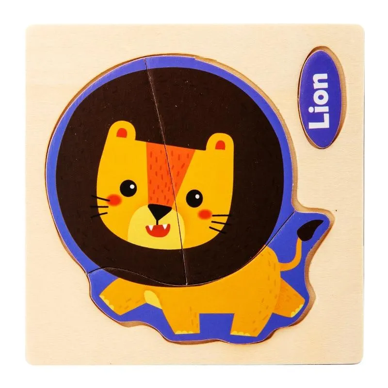 3D Wooden Puzzle Jigsaw Toys For Children Wood 3d Cartoon Animal Puzzles Intelligence Kids Early Educational Toys