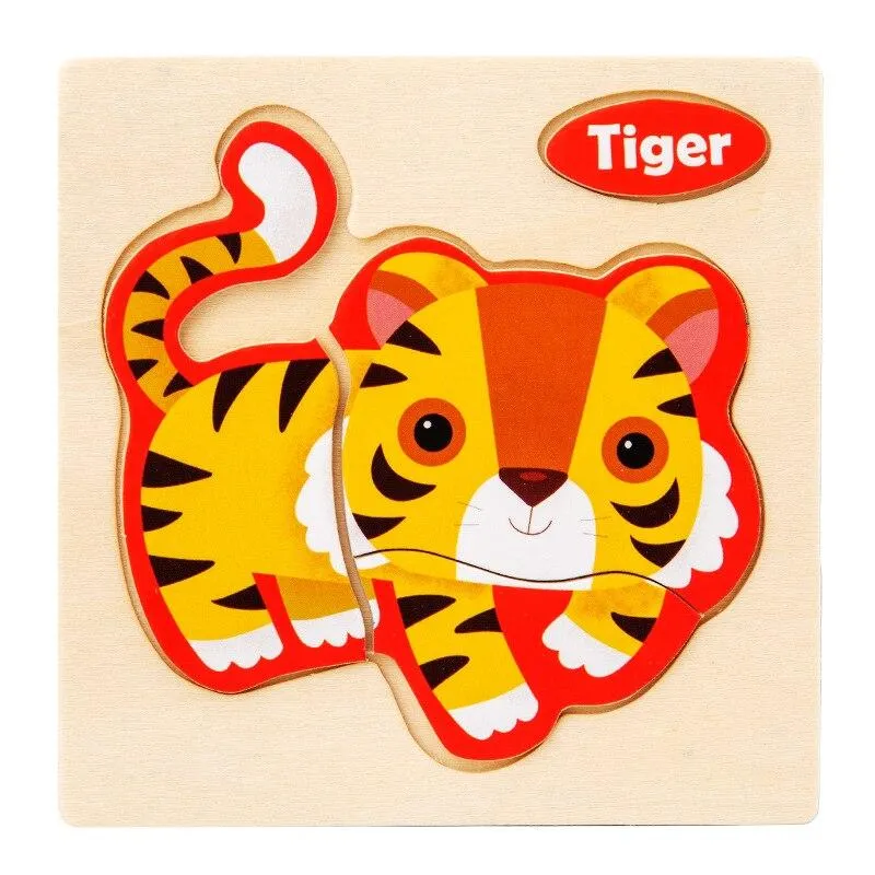 3D Wooden Puzzle Jigsaw Toys For Children Wood 3d Cartoon Animal Puzzles Intelligence Kids Early Educational Toys