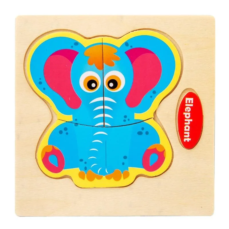 3D Wooden Puzzle Jigsaw Toys For Children Wood 3d Cartoon Animal Puzzles Intelligence Kids Early Educational Toys