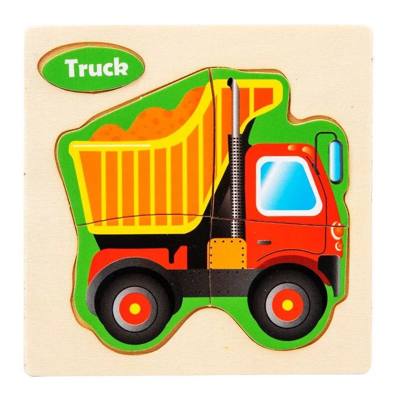 3D Wooden Puzzle Jigsaw Toys For Children Wood 3d Cartoon Animal Puzzles Intelligence Kids Early Educational Toys