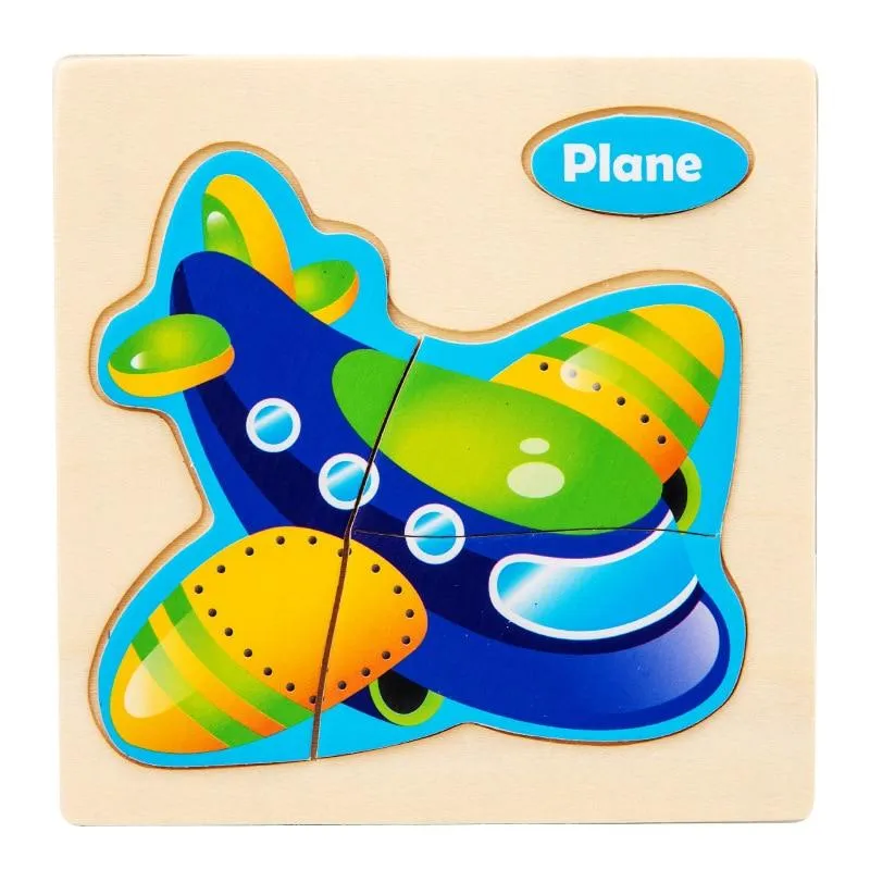 3D Wooden Puzzle Jigsaw Toys For Children Wood 3d Cartoon Animal Puzzles Intelligence Kids Early Educational Toys