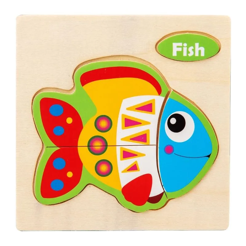 3D Wooden Puzzle Jigsaw Toys For Children Wood 3d Cartoon Animal Puzzles Intelligence Kids Early Educational Toys