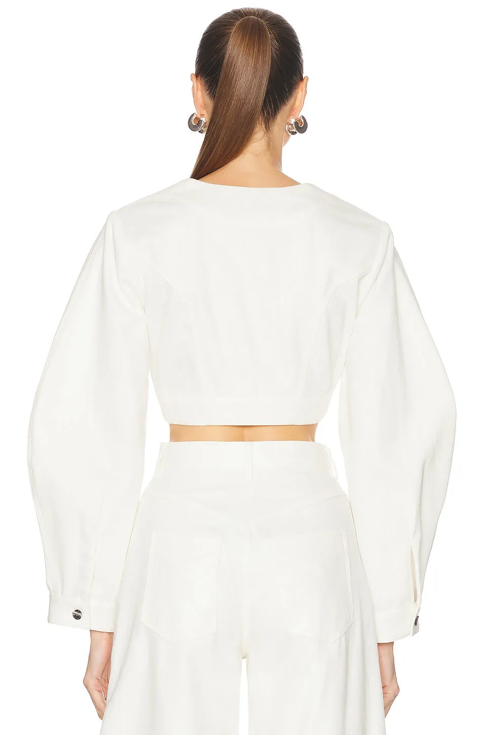 Apron Leg Of Mutton Sleeve Crop Top