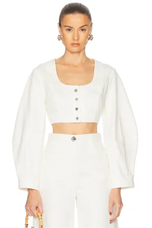Apron Leg Of Mutton Sleeve Crop Top