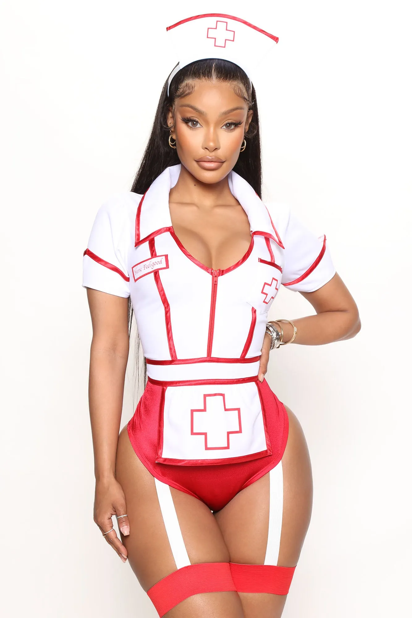 Bedside Babe 2 Piece Costume Set - Red/White