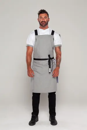 BYRON Crossover Chef apron Steel Grey with black straps