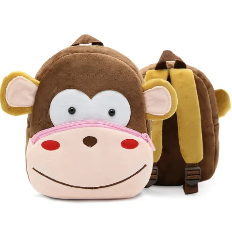 Children School Backpack Cartoon Rainbow Unicorn Design Soft Plush Material For Toddler Baby Girls Kindergarten Kids School Bags