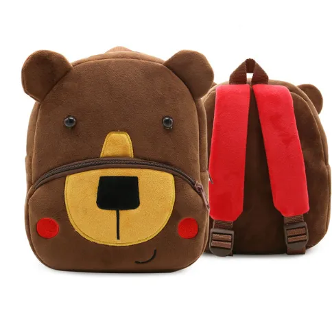 Children School Backpack Cartoon Rainbow Unicorn Design Soft Plush Material For Toddler Baby Girls Kindergarten Kids School Bags