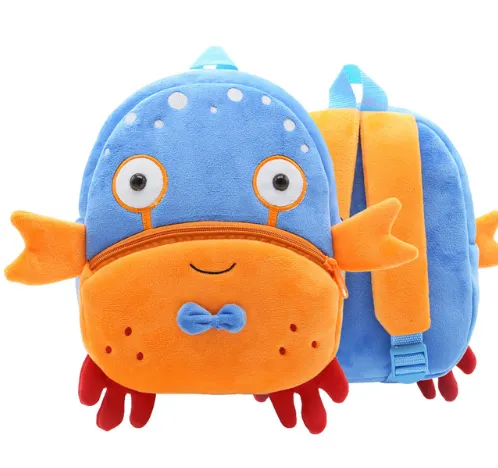 Children School Backpack Cartoon Rainbow Unicorn Design Soft Plush Material For Toddler Baby Girls Kindergarten Kids School Bags