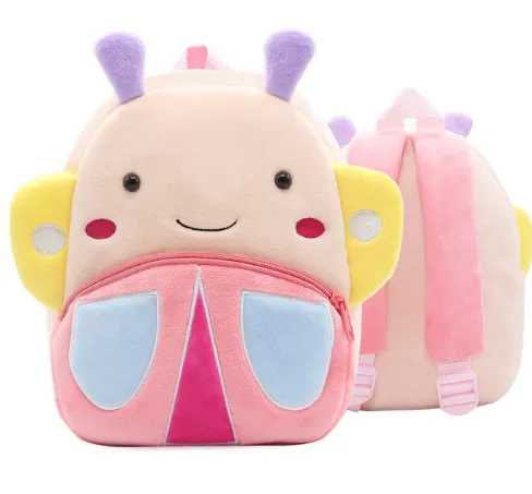 Children School Backpack Cartoon Rainbow Unicorn Design Soft Plush Material For Toddler Baby Girls Kindergarten Kids School Bags