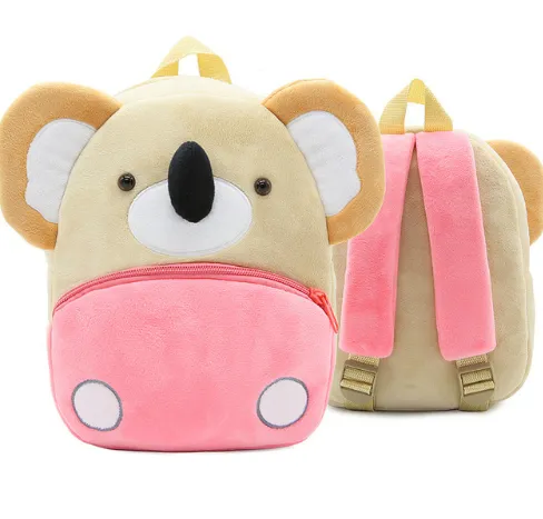 Children School Backpack Cartoon Rainbow Unicorn Design Soft Plush Material For Toddler Baby Girls Kindergarten Kids School Bags