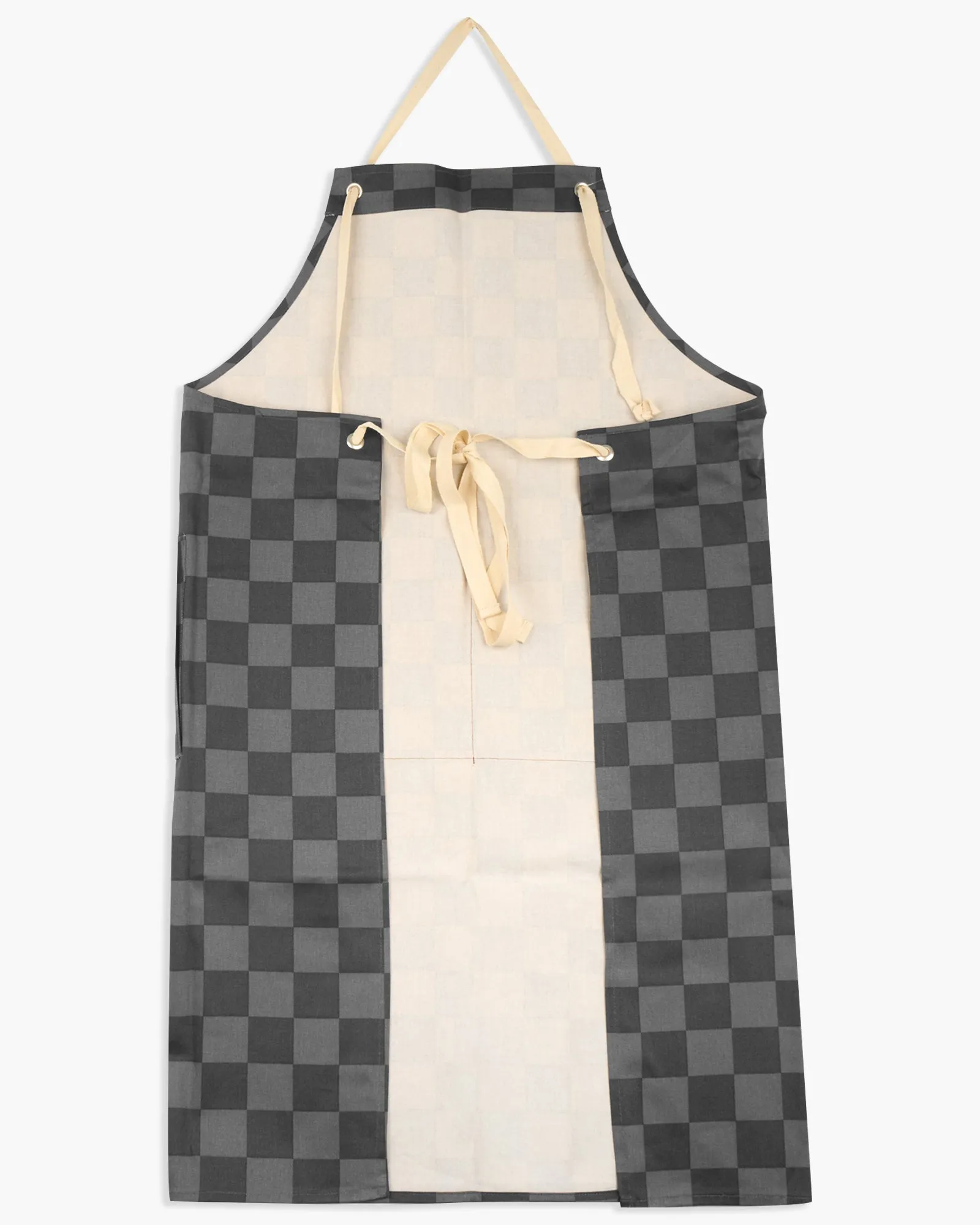Cookman Wide Pocket Checker Apron - Charcoal