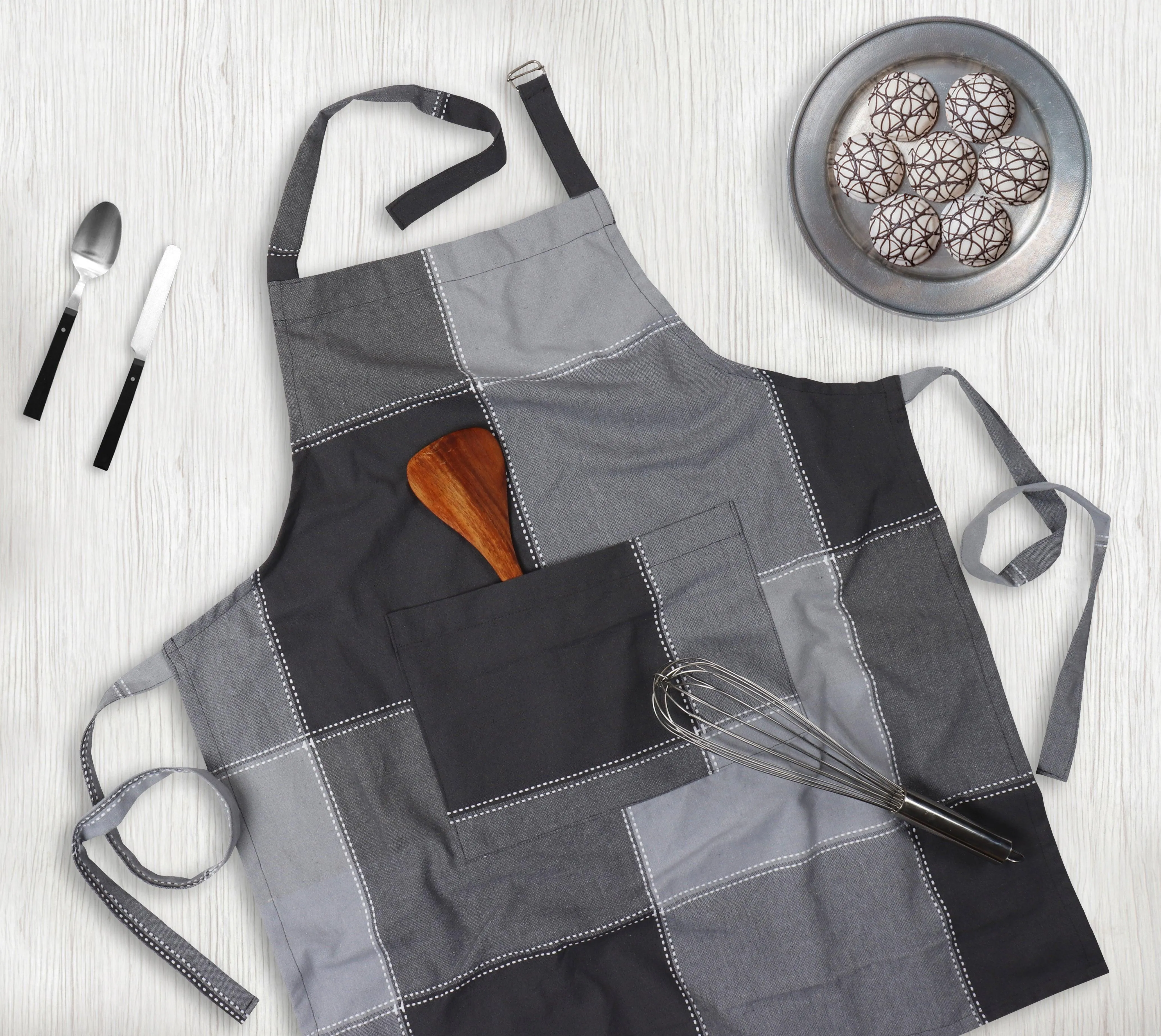 Cotton 4 Way Dobby Grey Free Size Apron Pack Of 1