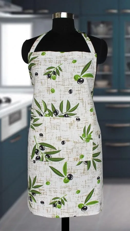 Cotton Anjoe Olive Leaf Free Size Apron Pack Of 1
