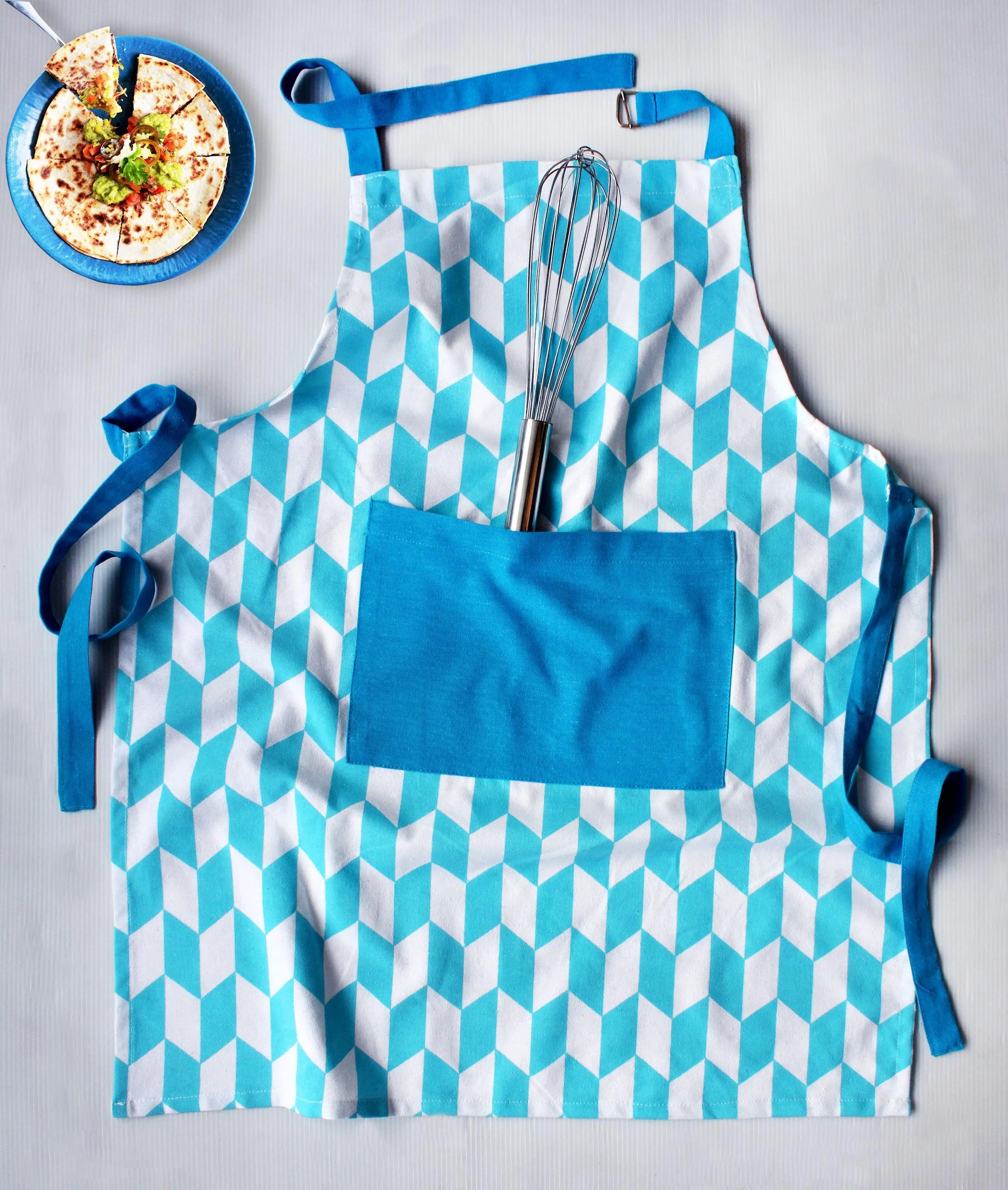 Cotton Classic Diamond Sky Blue Free Size Apron Pack of 1