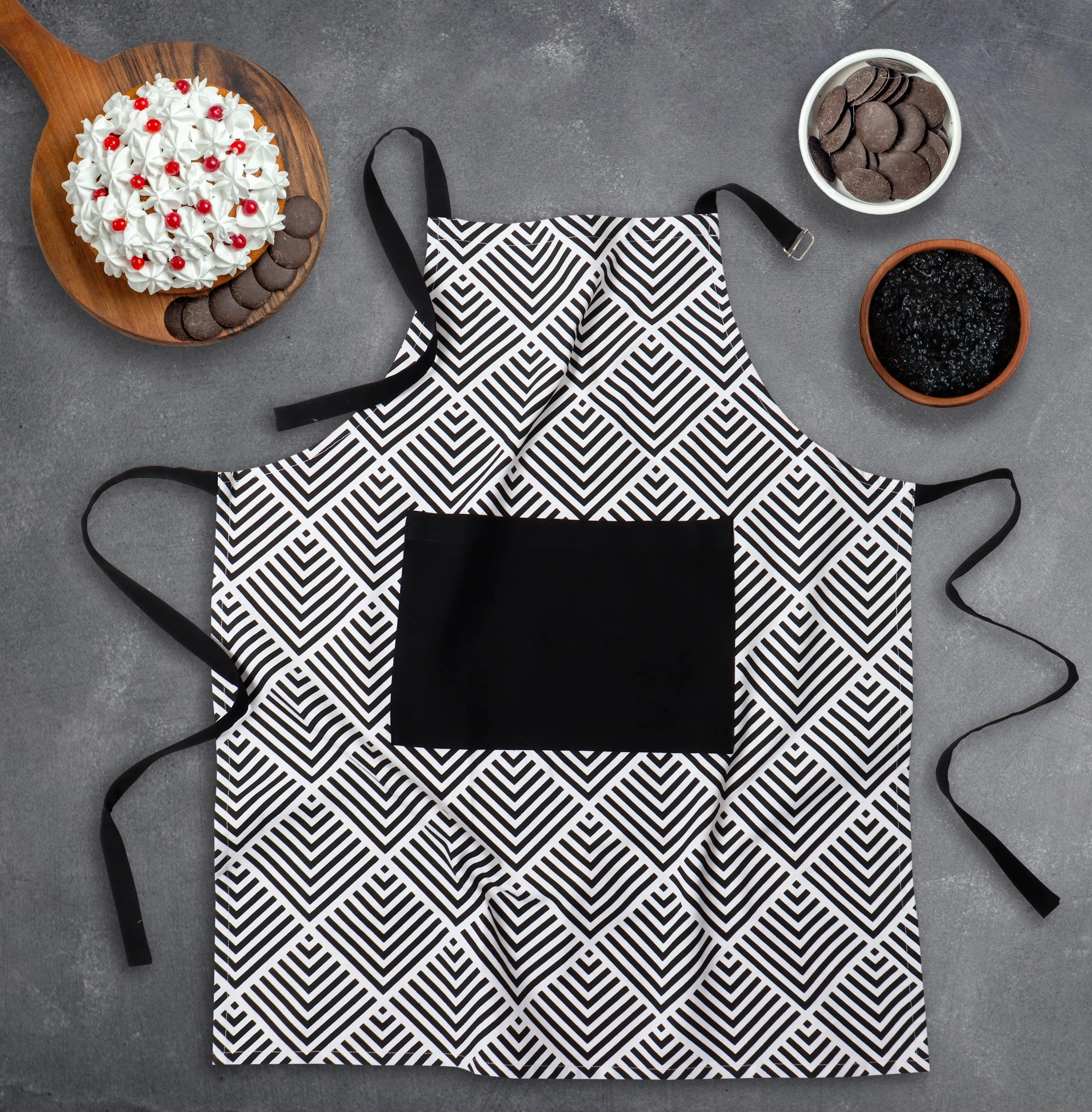 Cotton Diamond Check With Solid Pocket Free Size Apron Pack Of 1