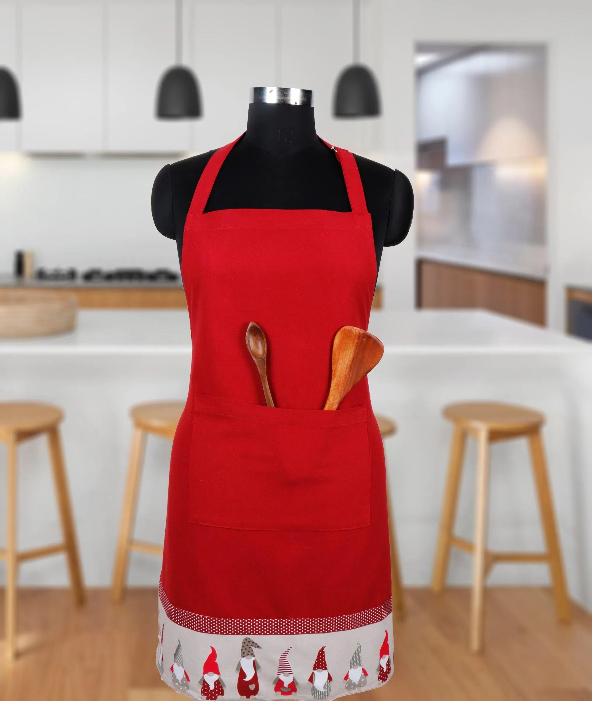 Cotton Gnomo Border Free Size Apron Pack Of 1