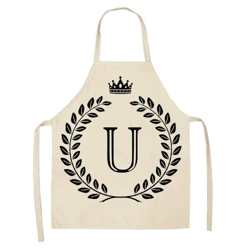 Crown and Letter Printed Kitchen Apron