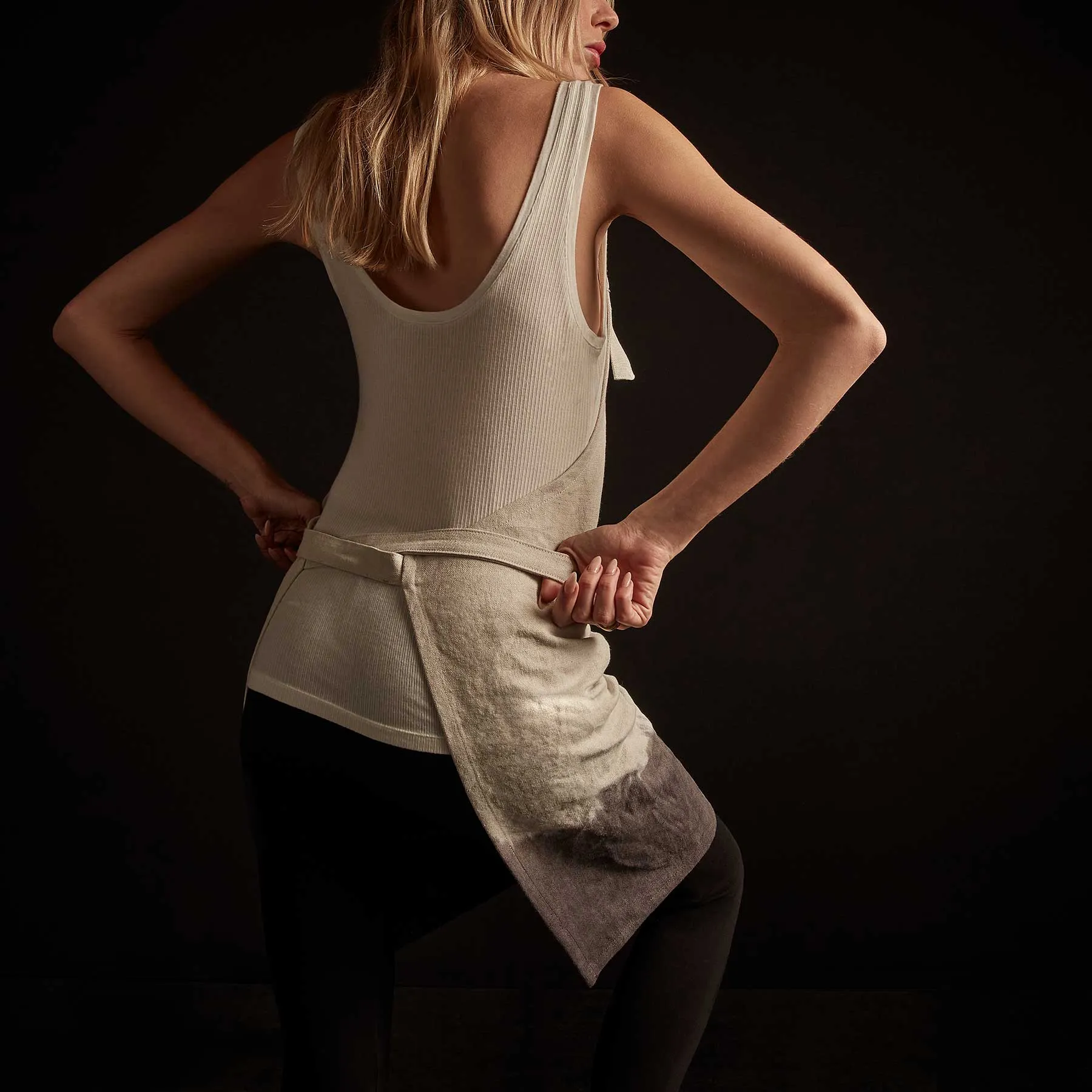 Dip Dye Full Chefs Apron - Natural/Mid Grey