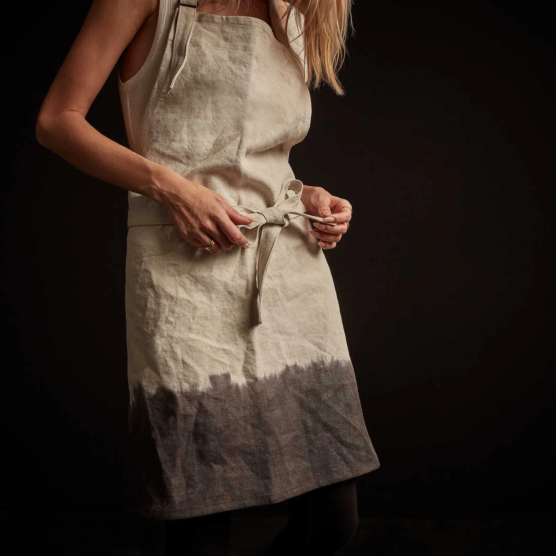 Dip Dye Full Chefs Apron - Natural/Mid Grey