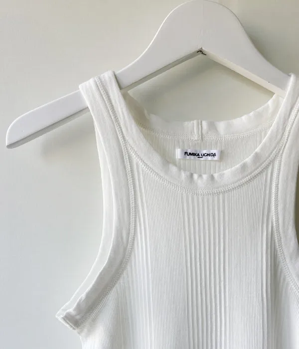 FUMIKA_UCHIDA/NEEDLE DRAWING TANK TOP(WHITE)