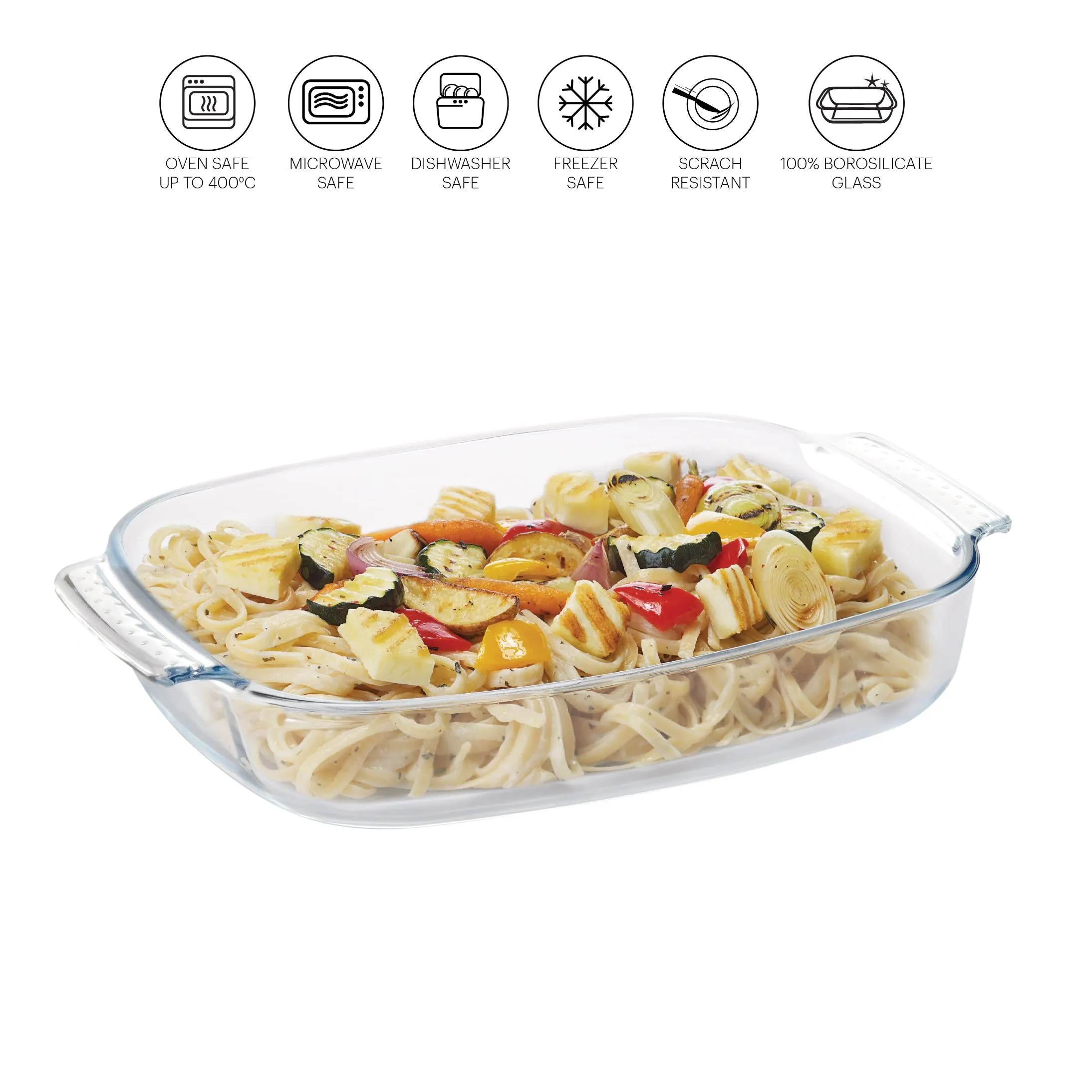 Giacinta Rectangle Glass Baking Dish, 2000ml