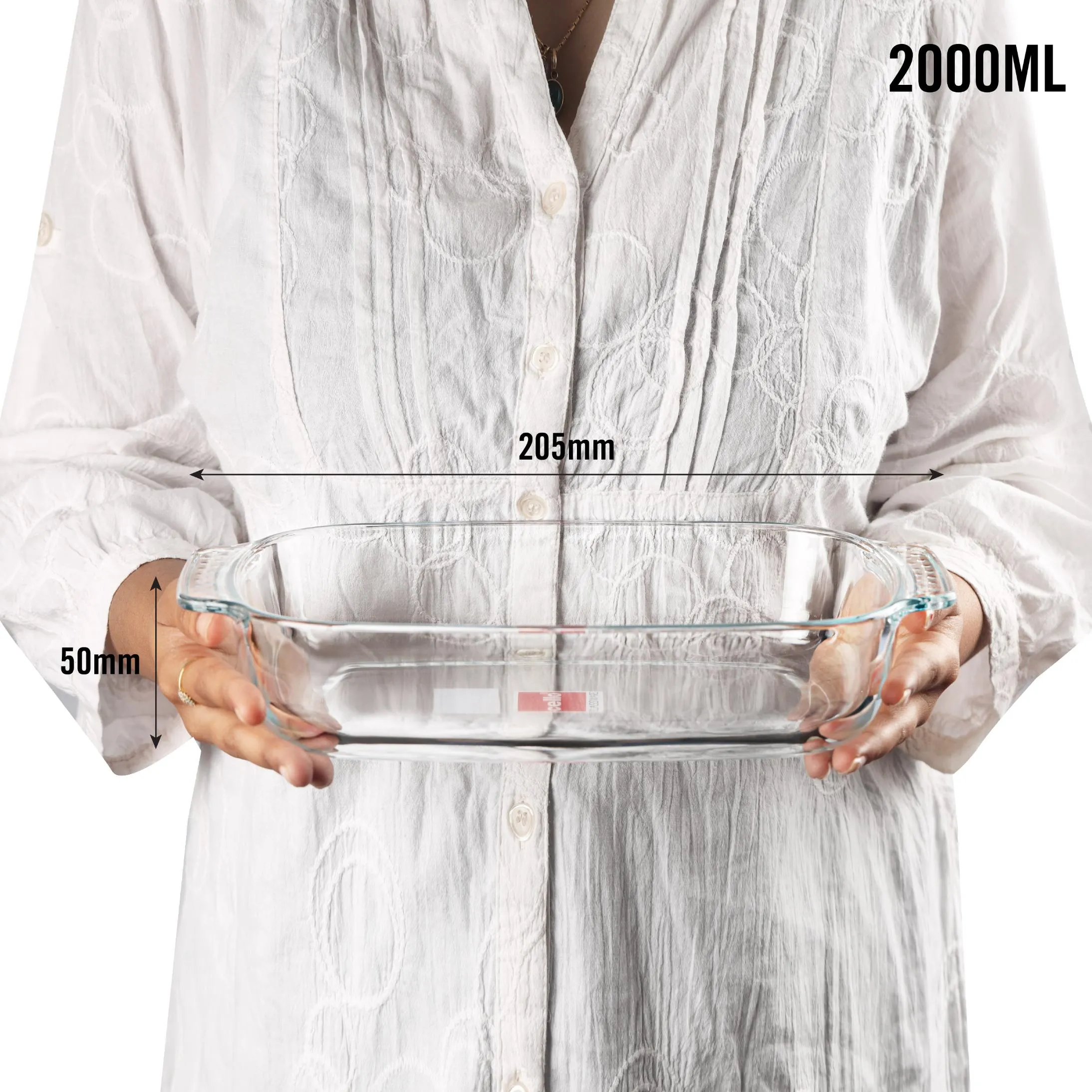 Giacinta Rectangle Glass Baking Dish, 2000ml