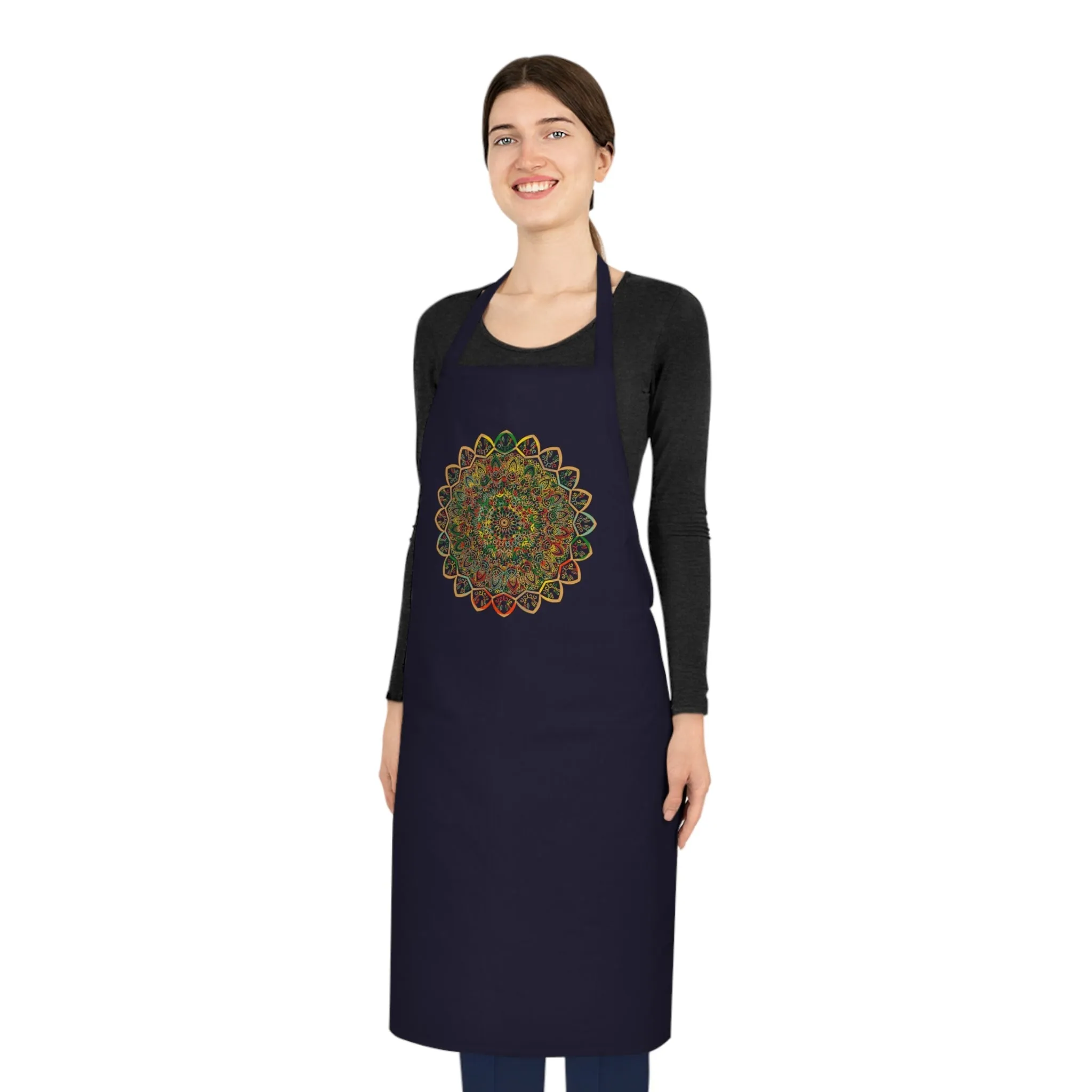 Hand-Drawn Mandala Art Cotton Apron - Chef's Essential