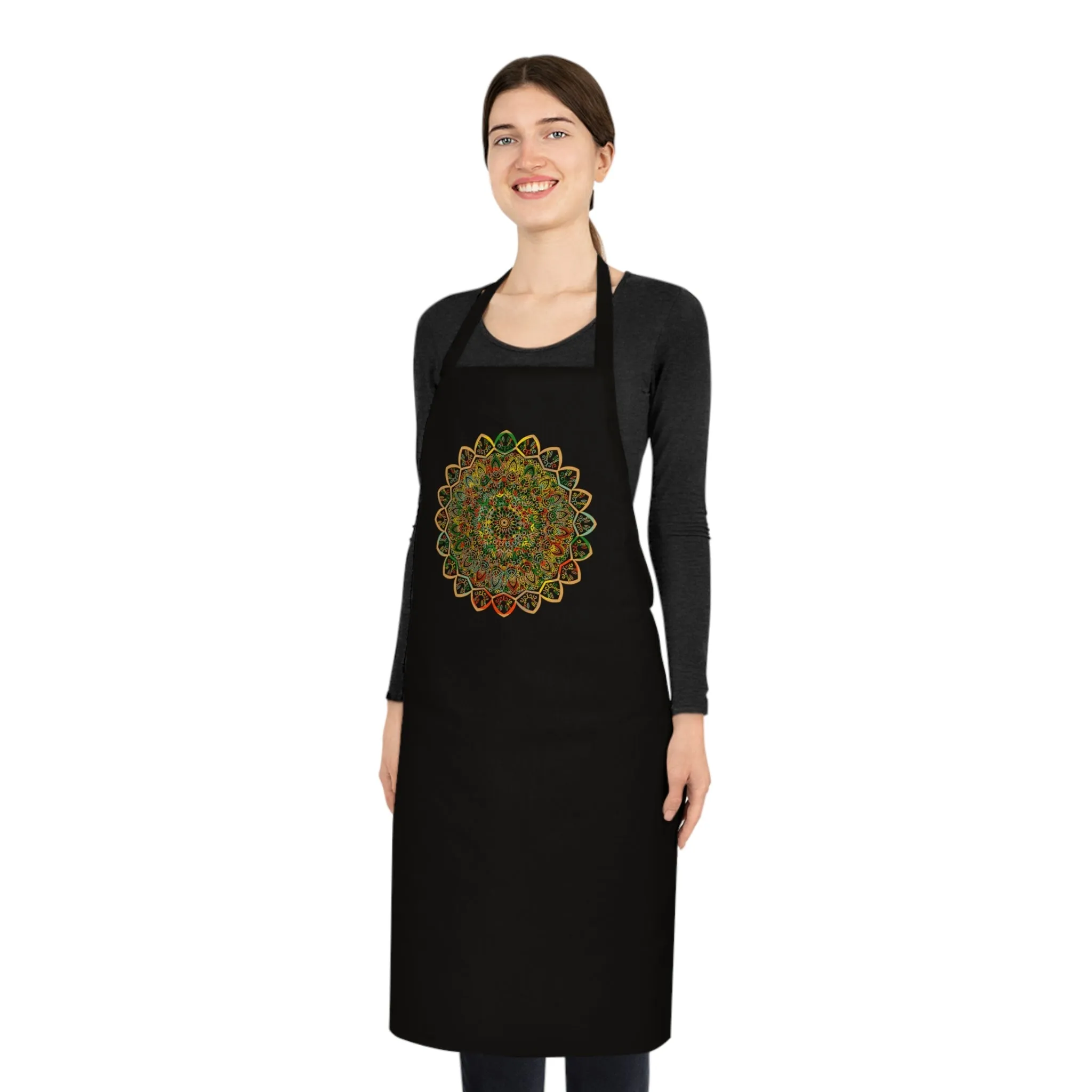 Hand-Drawn Mandala Art Cotton Apron - Chef's Essential