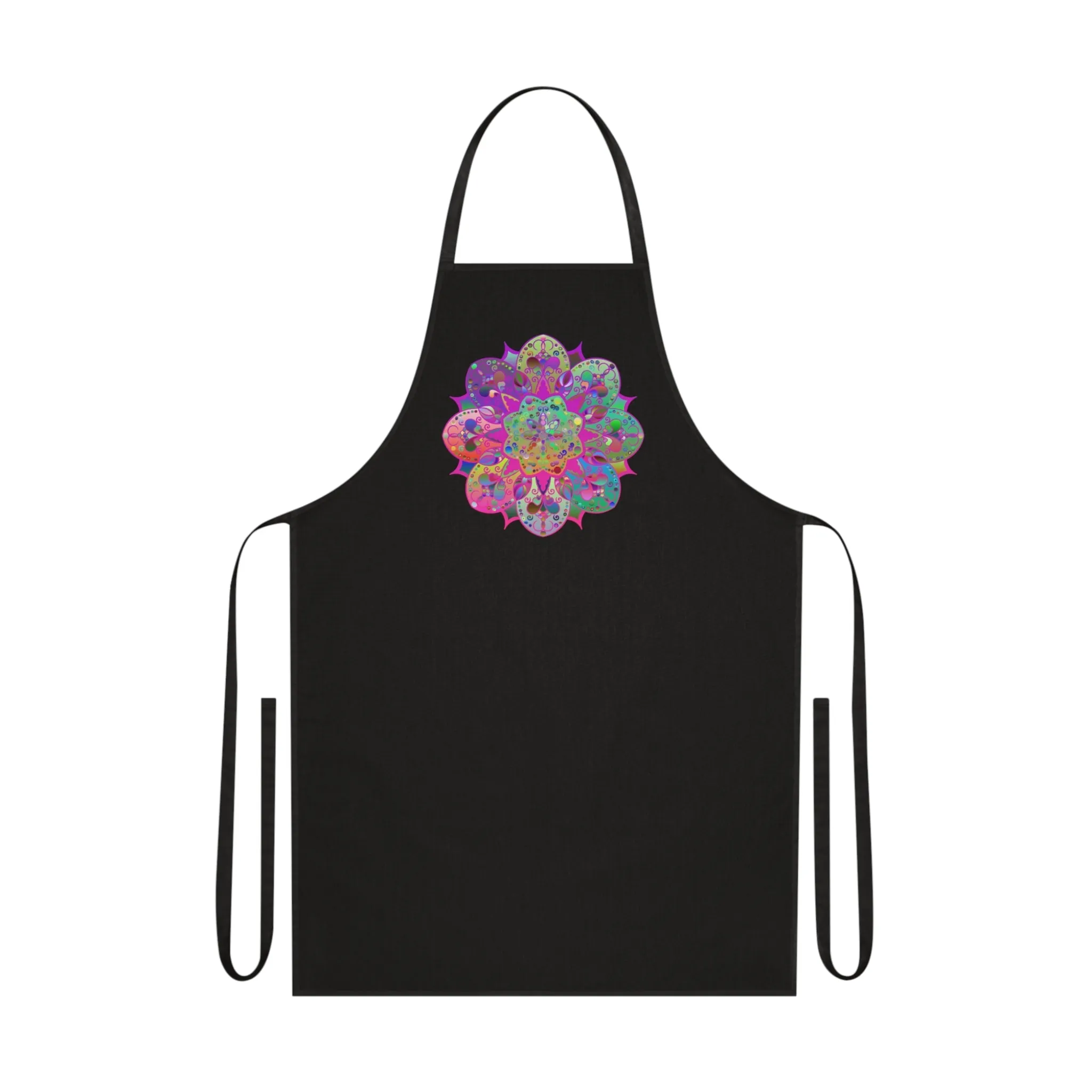 Hand-Drawn Mandala Art Cotton Apron - Ideal for Chefs & Cooks