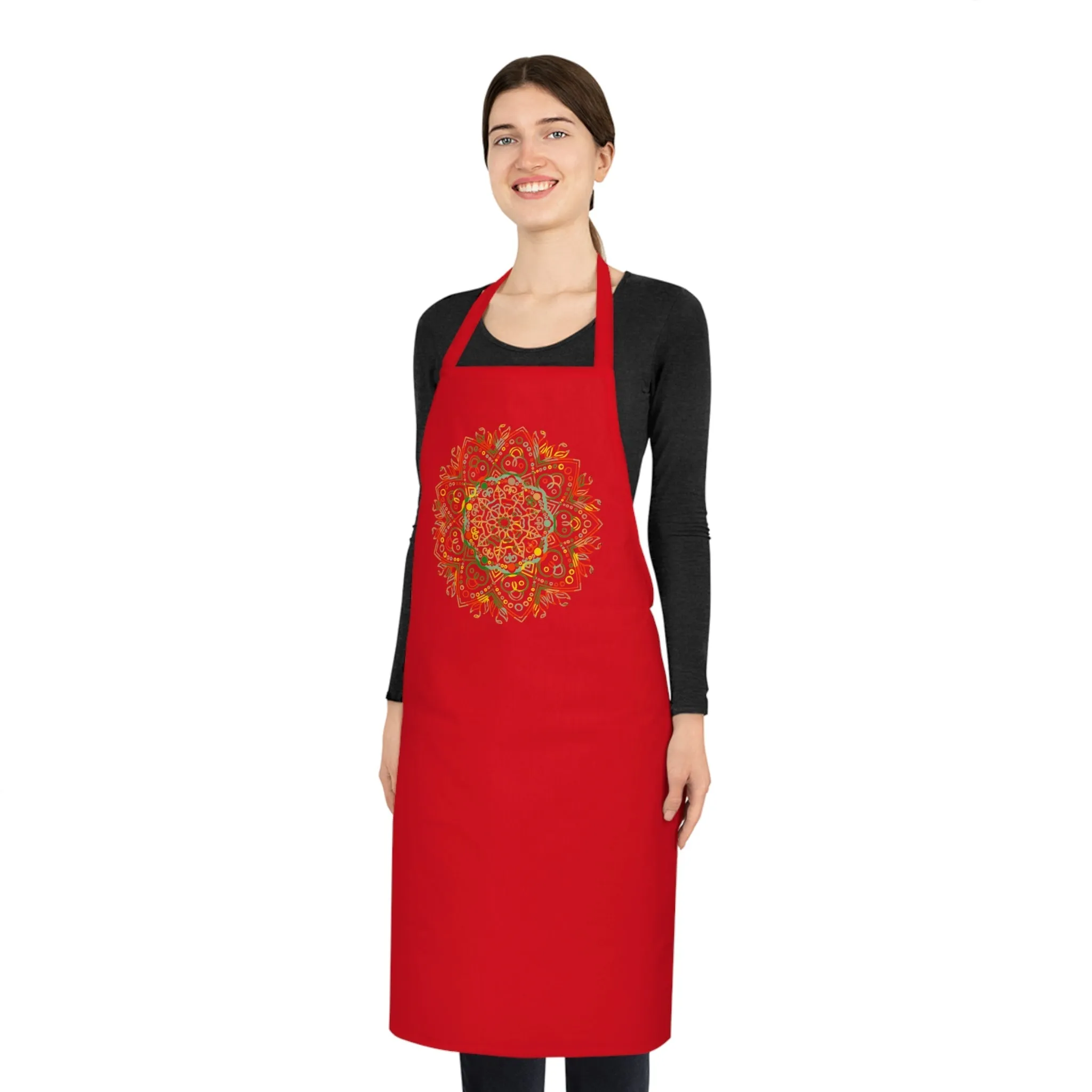 Hand-Drawn Mandala Art Cotton Apron - Perfect for Chefs and Home Cooks