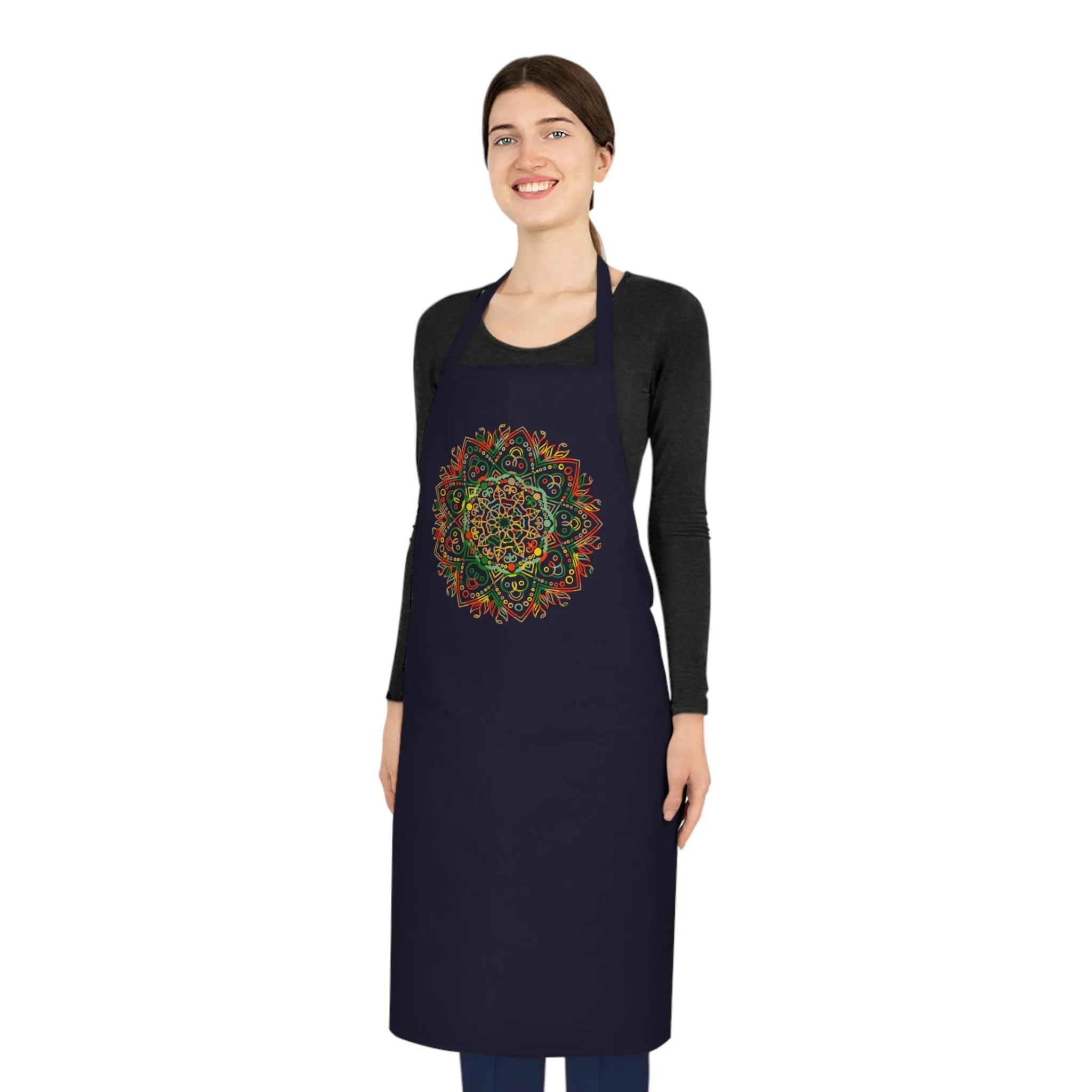 Hand-Drawn Mandala Art Cotton Apron - Perfect for Chefs and Home Cooks