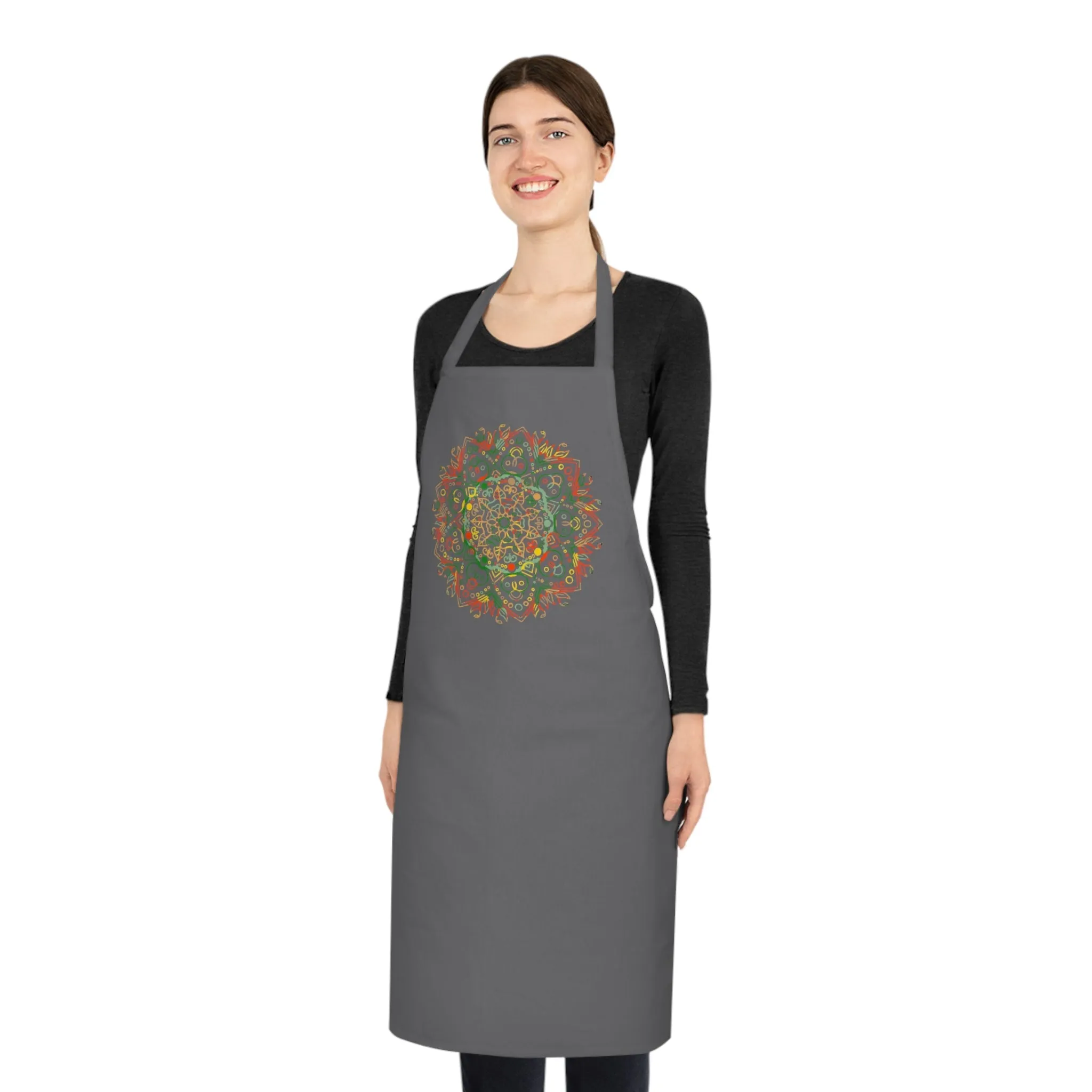 Hand-Drawn Mandala Art Cotton Apron - Perfect for Chefs and Home Cooks
