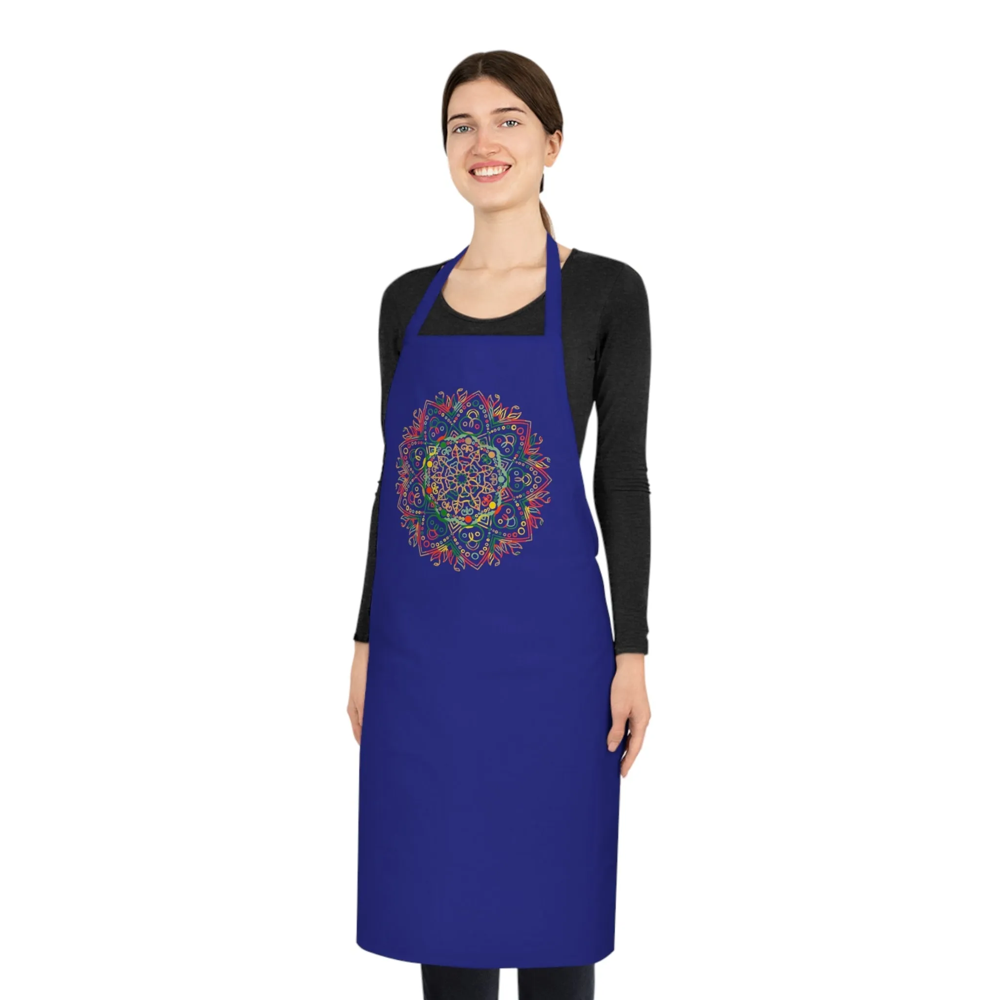 Hand-Drawn Mandala Art Cotton Apron - Perfect for Chefs and Home Cooks