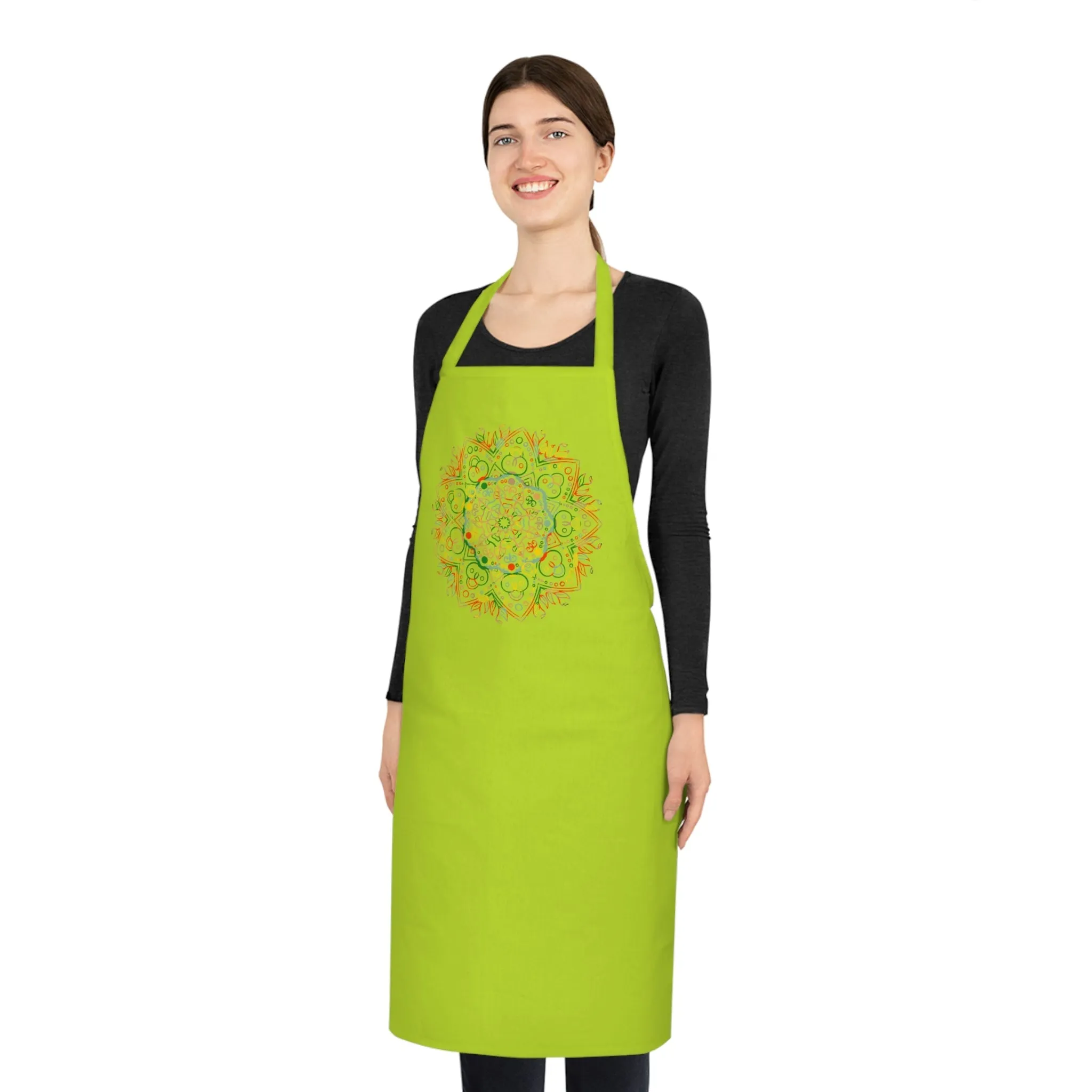 Hand-Drawn Mandala Art Cotton Apron - Perfect for Chefs and Home Cooks