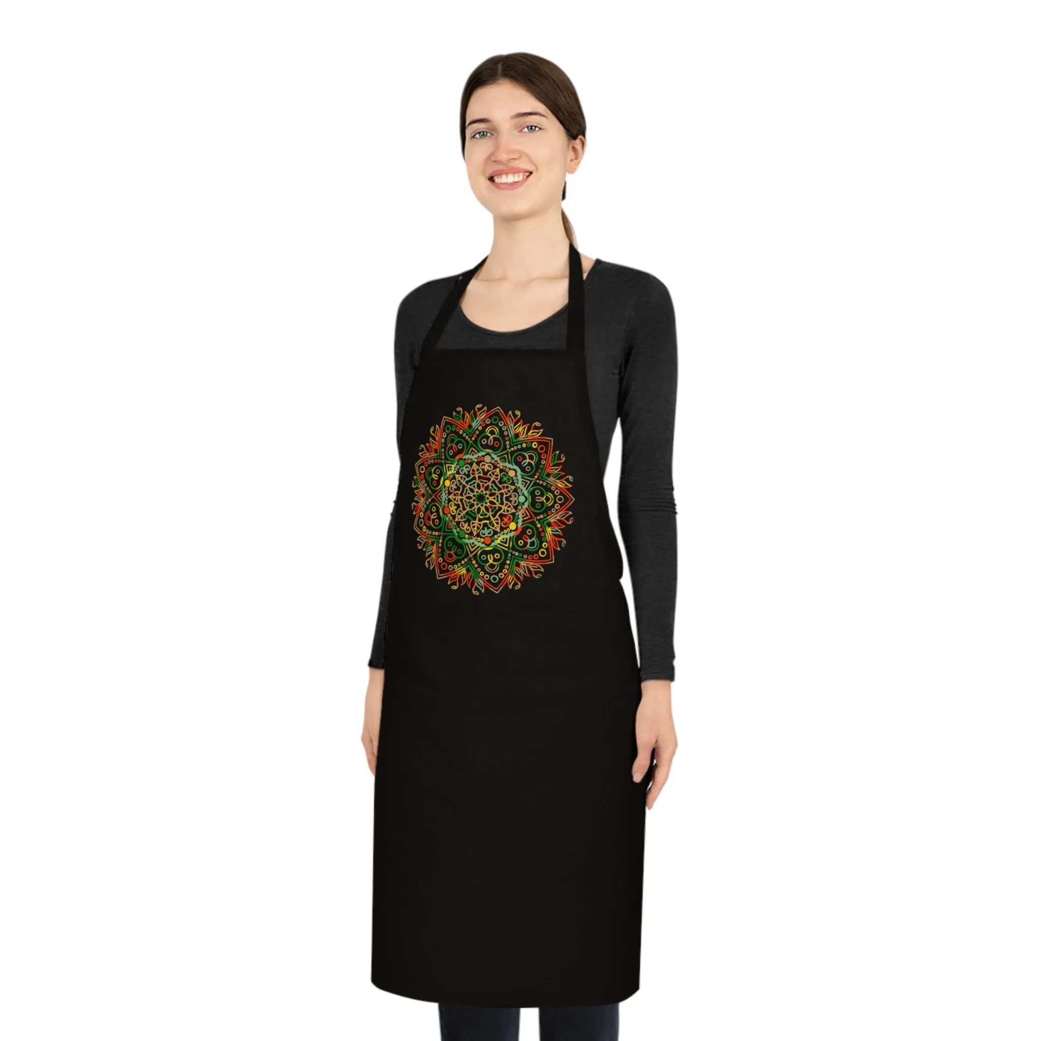 Hand-Drawn Mandala Art Cotton Apron - Perfect for Chefs and Home Cooks
