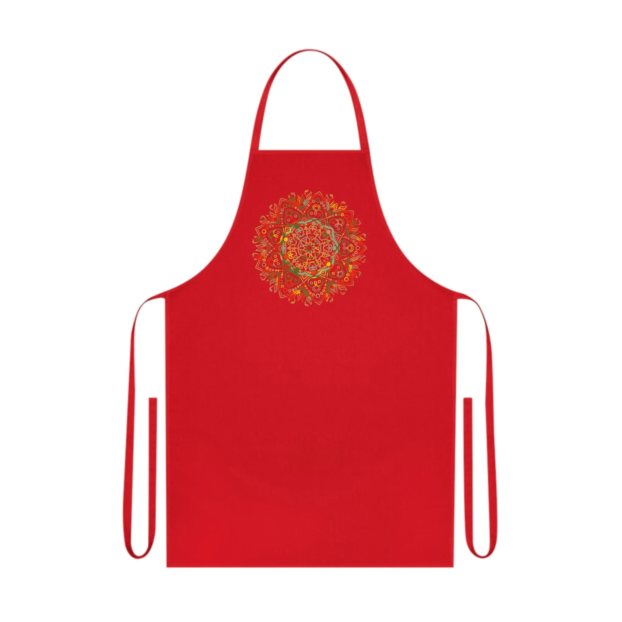 Hand-Drawn Mandala Art Cotton Apron - Perfect for Chefs and Home Cooks