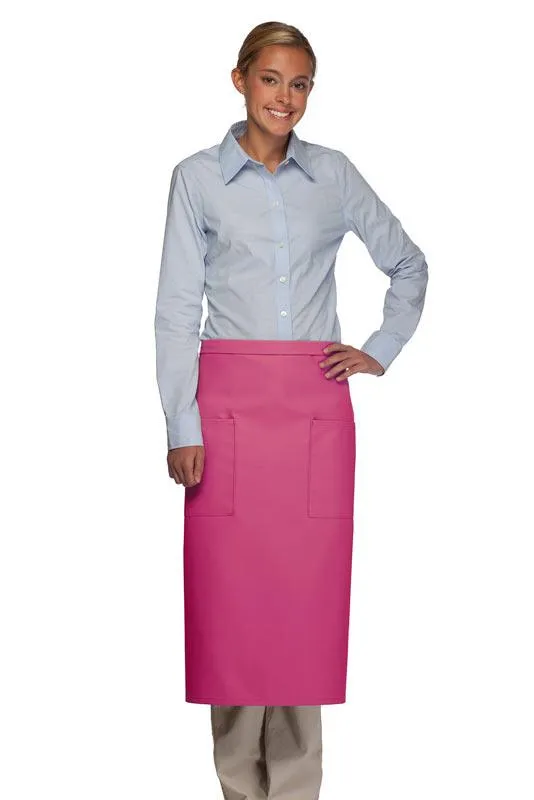 Hot Pink Deluxe Full Bistro Apron (2 Pockets)