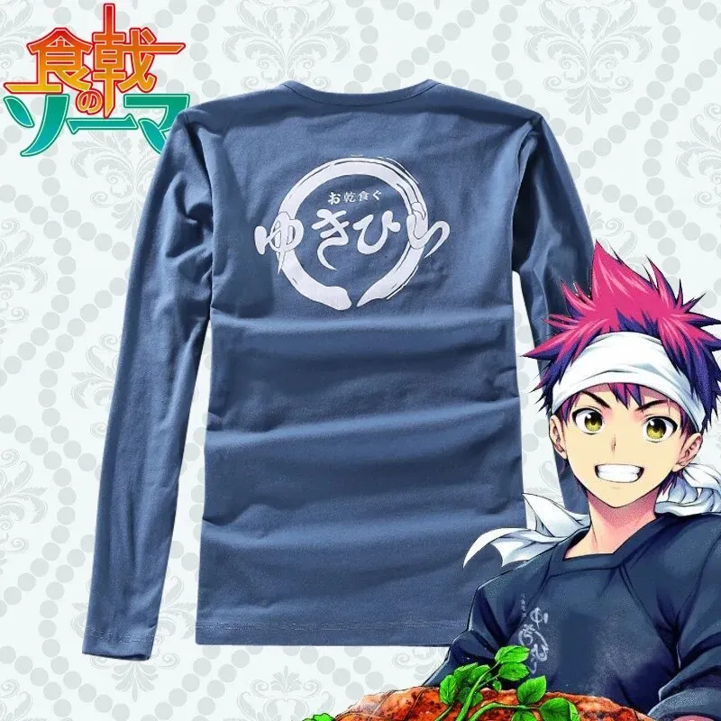 Japanese Anime Food Wars Shokugeki no Soma Cosplay Costume Yukihira Souma T-shirt   Apron   Headband 3pcs Set