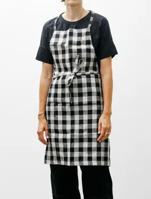 Linen Full Apron Black Natural Check