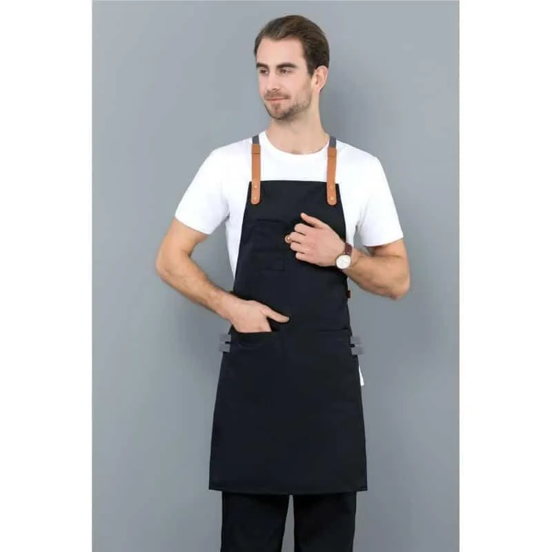 Long Denim Apron with Cooking Hat