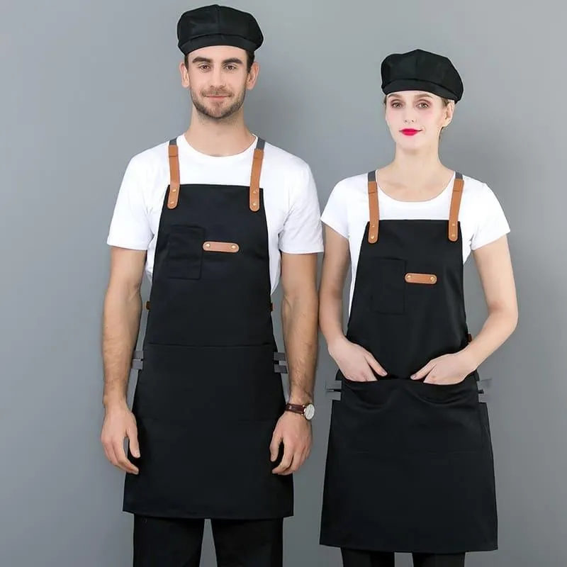 Long Denim Apron with Cooking Hat