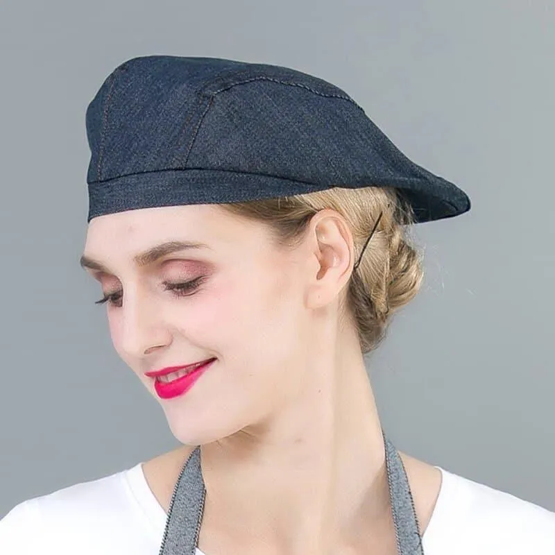 Long Denim Apron with Cooking Hat